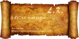 Létz Katinka névjegykártya